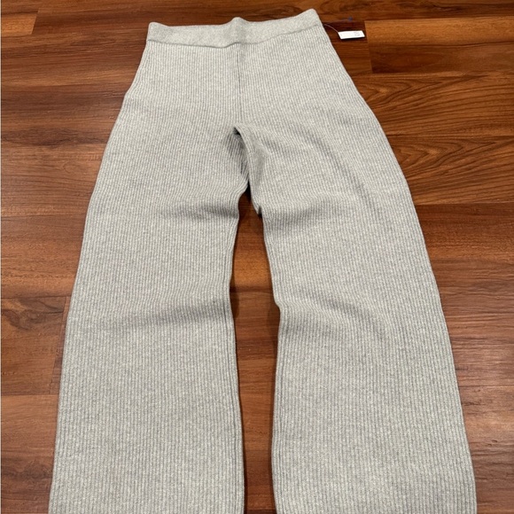 GAP Pants - GAP Ribbed Knit Lounge Pants L Petite Gray Wide Leg Soft Cozy Stretch
